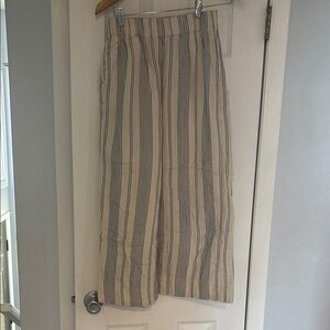 Beige and Blue Striped Pants